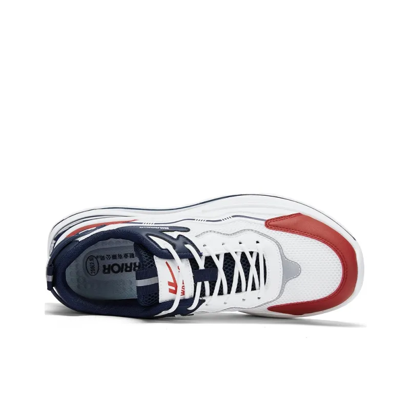Warrior Cushioning, Slip Resistant, And Breathable Low Top Casual Shoes Men's White Blue Red-2