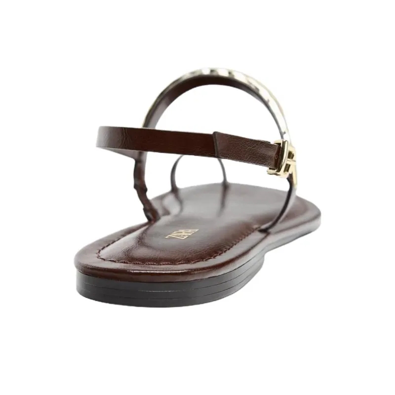 ZARA One Strap Sandals 1cm Women's Brown-4