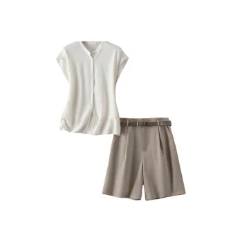 IHIMI Casual Suits Women's Ecru+Khaki