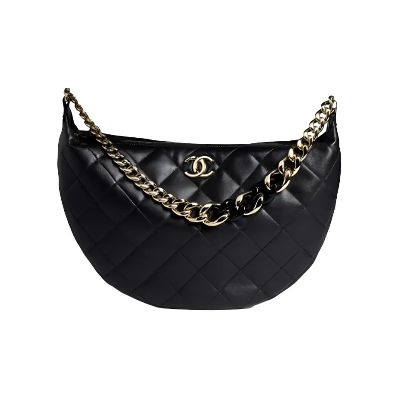 CHANEL 22c Early Spring Chain MAXI Hobo Bag Dumpling Bag Handbag Women's Black-0