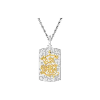 APORRO Double Layer 3D Effect Full Rhinestone Embellished Buckle Pendants Unisex