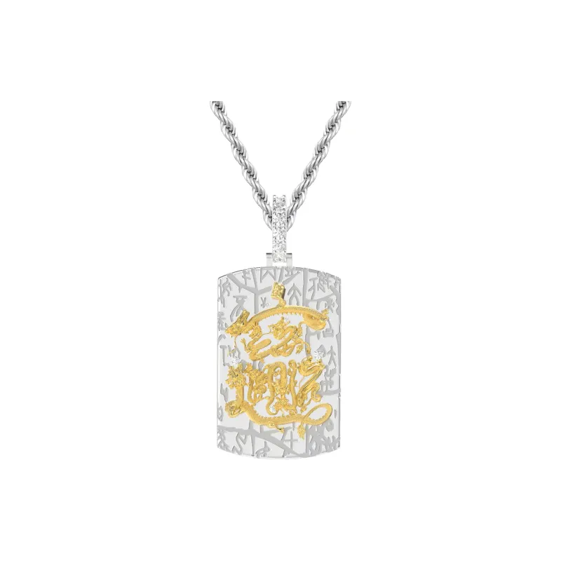 APORRO Double Layer 3D Effect Full Rhinestone Embellished Buckle Pendants Unisex-0