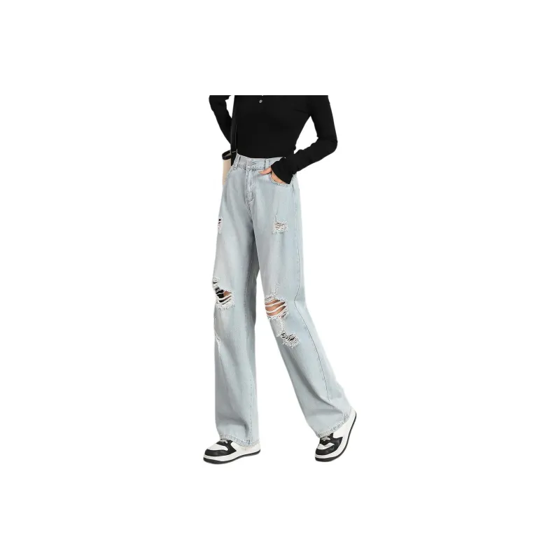 FAWENXIANGZI Jeans Women's Light Blue-0