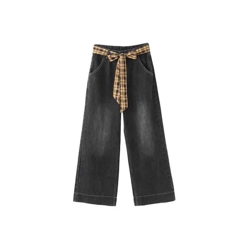 TIBINB Jeans Women's Black Gray Color-0