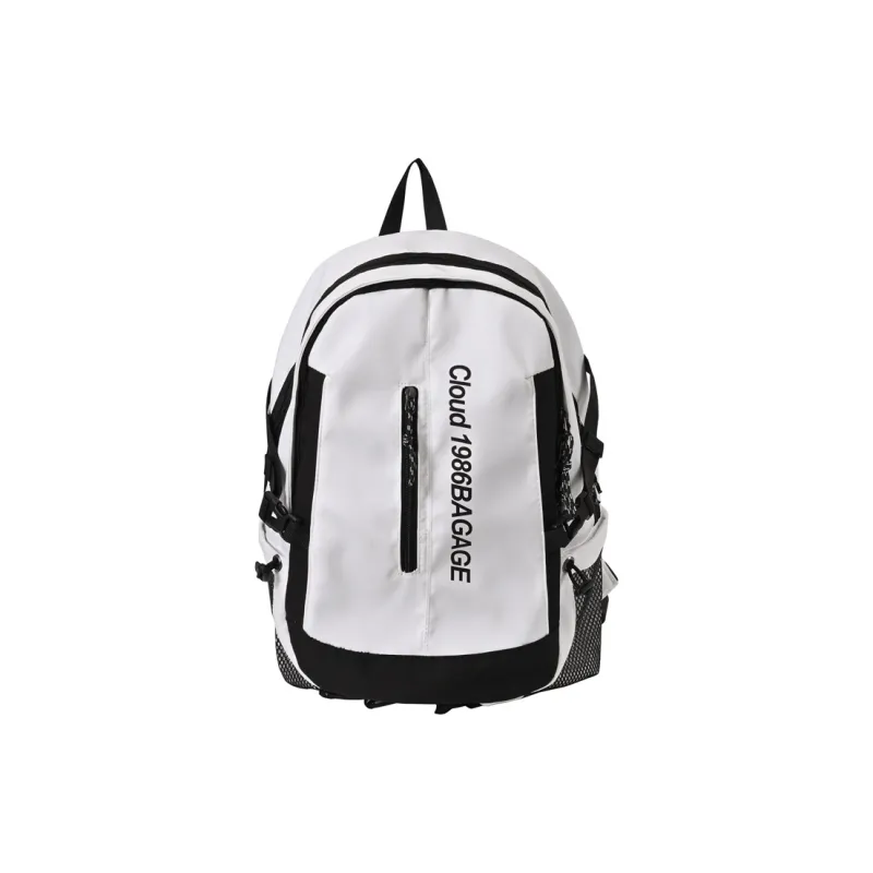 BRABOSTON Nylon Fabric Backpack Unisex White/Black-0