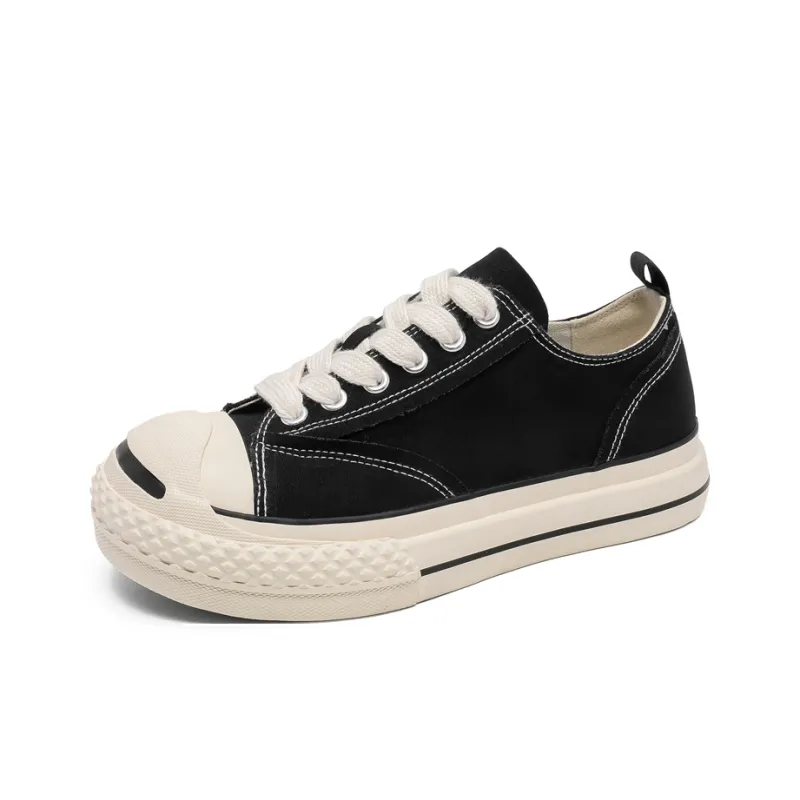 AMICNIEGD Breathable And Wear resistant Low Top Canvas Shoes Men's Black-1