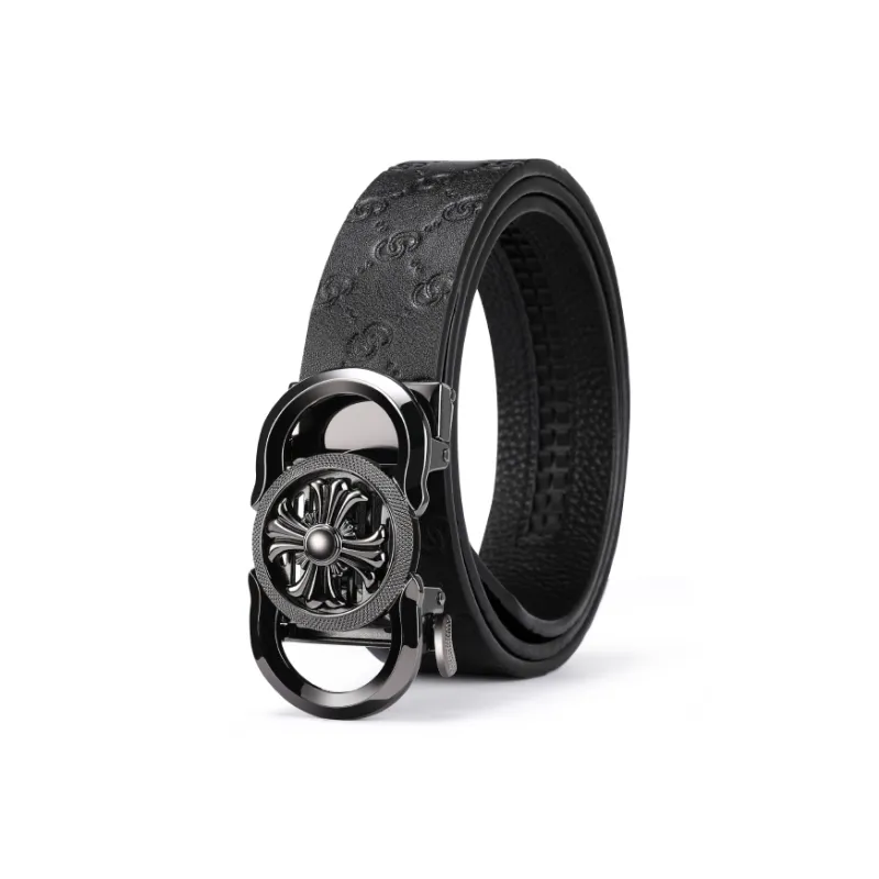 POLOMEISDO Top Grain Cow Leather Premium Brand Belt Automatic Buckle Luxury Youth Belt Men's 3.5CM-0