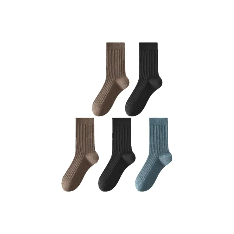 H YXIANG Mid Calf Socks Men's 5 Pack-4