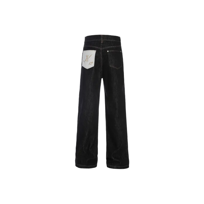 HEIYIXIANSHENG Jeans Unisex Black-1