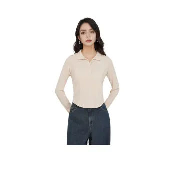 FAWENXIANGZI Crop Tops Women's Apricot