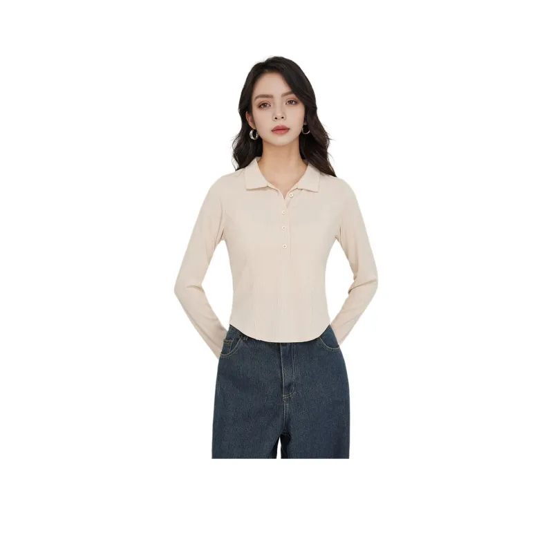 FAWENXIANGZI Crop Tops Women's Apricot-0
