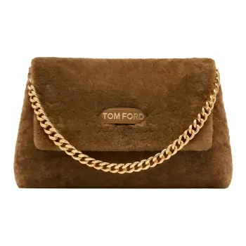 TOM FORD Sheared Wool Shoulder Bag One Shoulder Clutch Medium Size Women's Brown