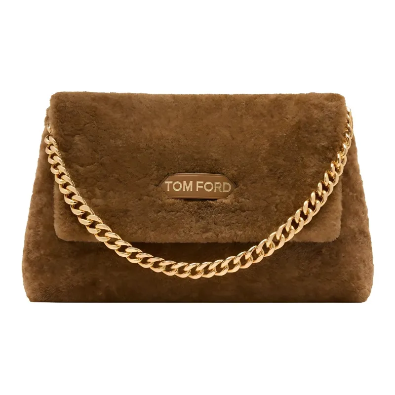 TOM FORD Sheared Wool Shoulder Bag One Shoulder Clutch Medium Size Women's Brown-0
