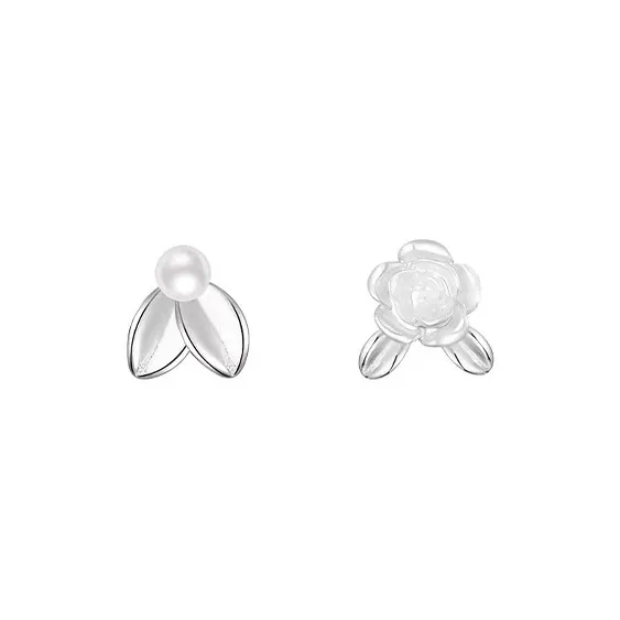 JKEM 925 Sterling Silver/Faux Pearl Stud Earrings Women's-0