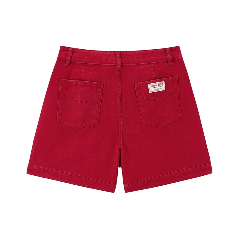 LEDIN Denim Shorts Women's Samba Red-1