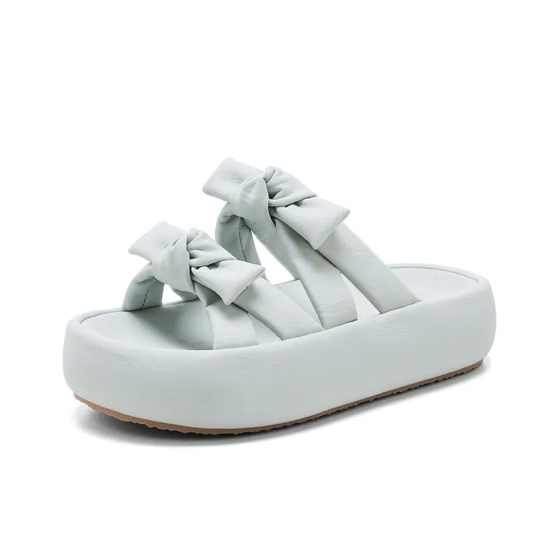 C°BANNER Rubber Sole Leather Patchwork Slide Slippers Women's-11