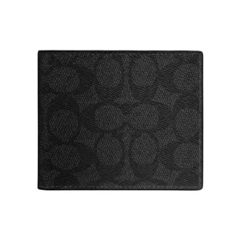 COACH Signature Coated Canvas Wallet Mini Men's Black Gray