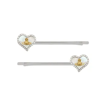 Vivienne Westwood Crystal, Mother Of Pearl, Brass Hair Clips Women's Silver