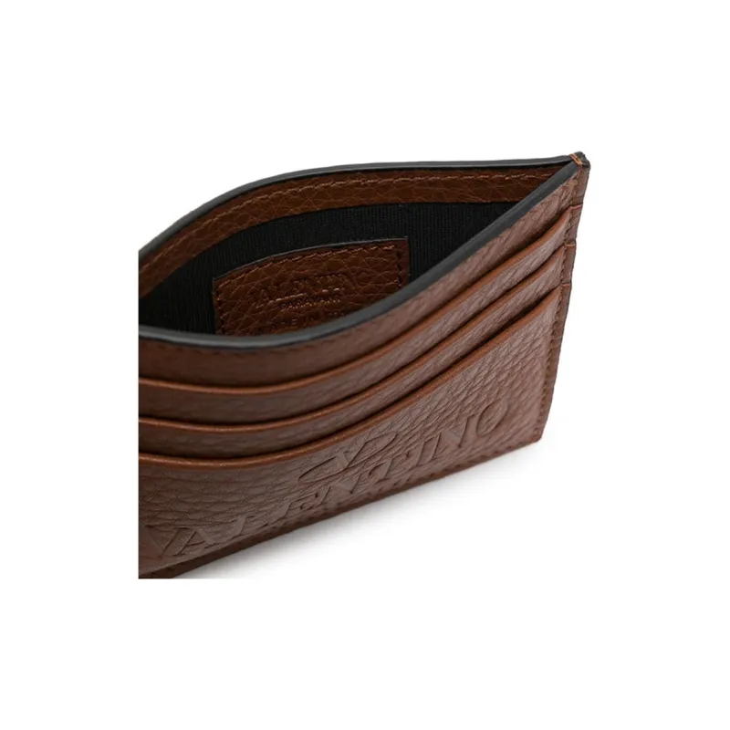 Valentino Calfskin Card Holder Men's Brown-2