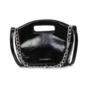 ZAVC PU One Shoulder Handbag Women's Black/Silver/Ecru