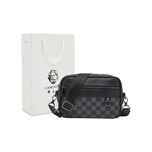 Old Man's Head Synthetic Leather Shoulder Bag, Crossbody Bag Men's Black