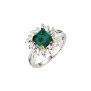 ATTAGEMS 925 Sterling Silver Rings Women's Green