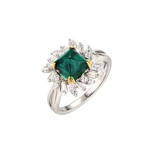 ATTAGEMS 925 Sterling Silver Rings Women's Green