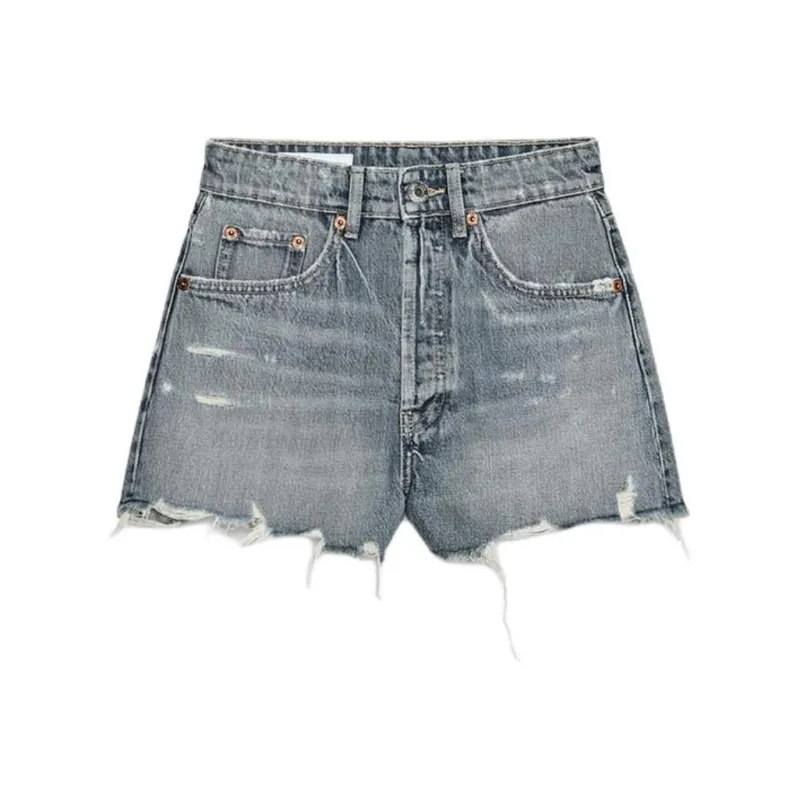ZARA Trf Denim Shorts Women's Light Blue-0