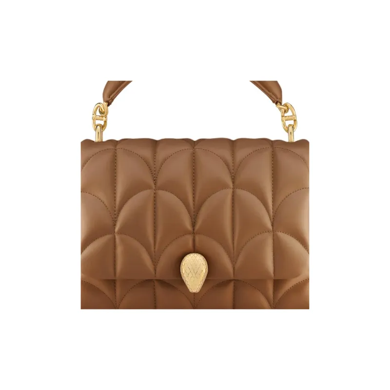 BVLGARI Serpenti Sugarloaf Calfskin Shoulder Bag, Crossbody Bag, Handbag Women's Brown-4