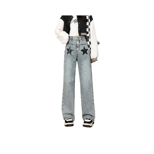 FAWENXIANGZI Jeans Women's Light Blue