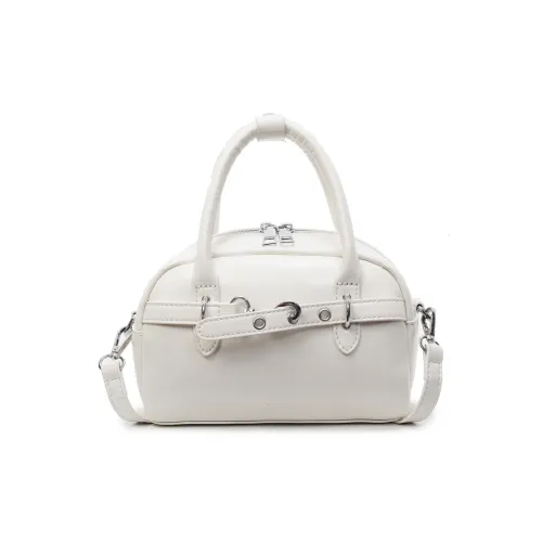 RIVMIND PU Boston Bag, Crossbody, One Shoulder, Handbag Women's White/Silver/Black/Yellow