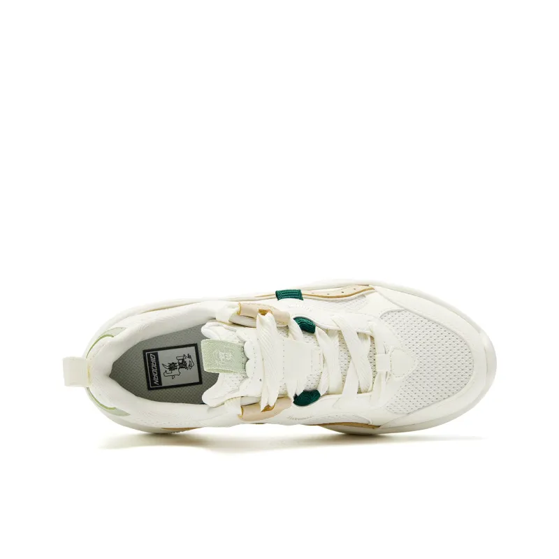 QIAODAN Abrasion Resistant Breathable Slip Resistant Low Top Casual Shoes Women's Ivory White Birch Khaki-3
