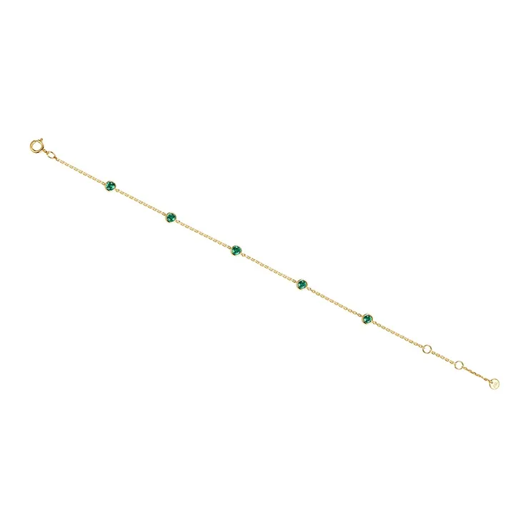 JIUXIAOJIANG Cultivated Emerald Bracelets Women's Green-2