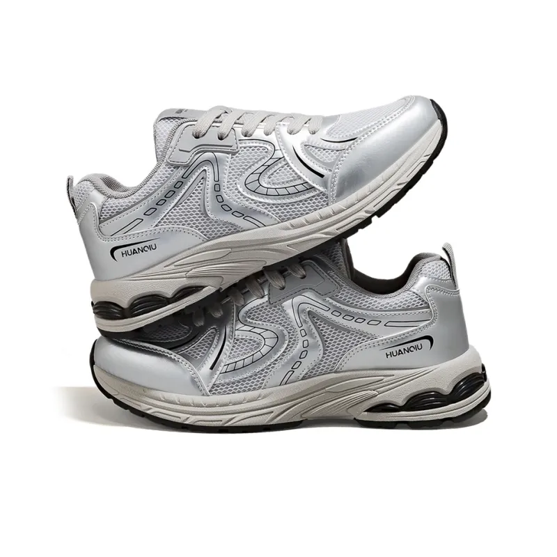 HUANQIU Slip Resistant, Balance, Lightweight Low Top Casual Shoes Men's Silver-2