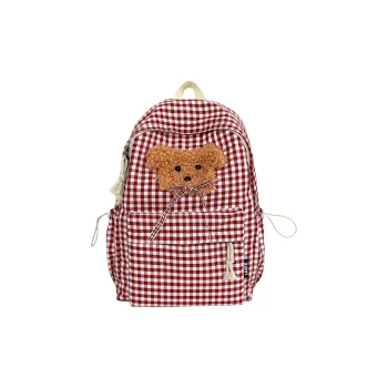 OUZIHUANG Nylon Backpack Women's Red/Khaki/Blue/Black