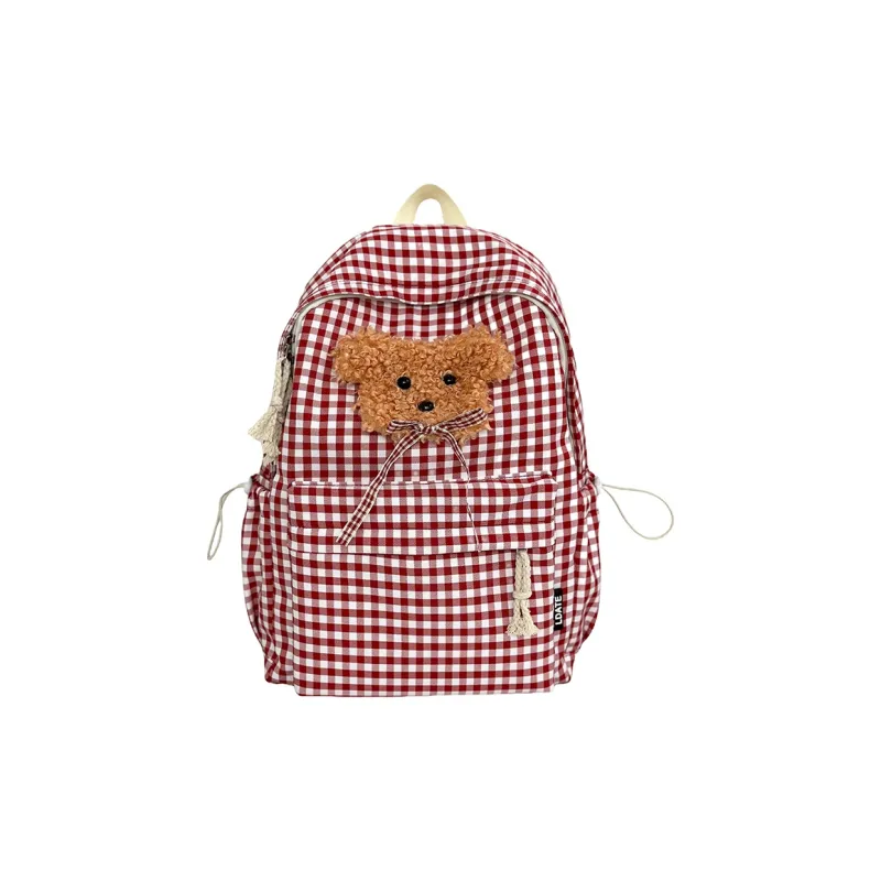 OUZIHUANG Nylon Backpack Women's Red/Khaki/Blue/Black-0