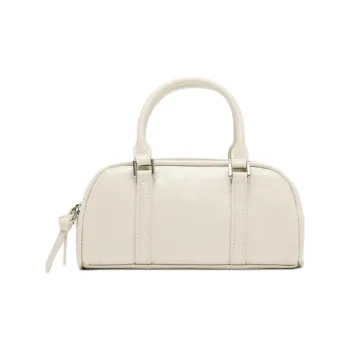 ZARA PU Bowling Bag, Crossbody Handbag Mini Women's Raw White