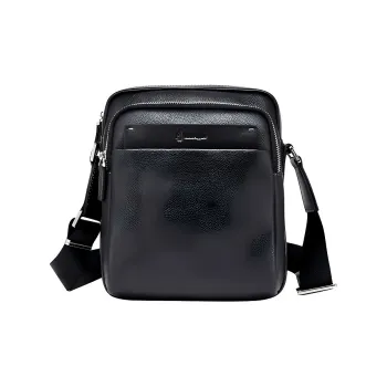 Hush Puppies Cow Leather Shoulder Bag, Crossbody Bag Men's Black