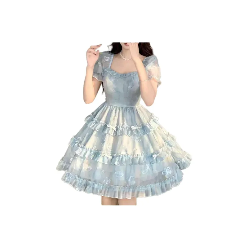 Flowers In Water Short Sleeved Dress Women's-0
