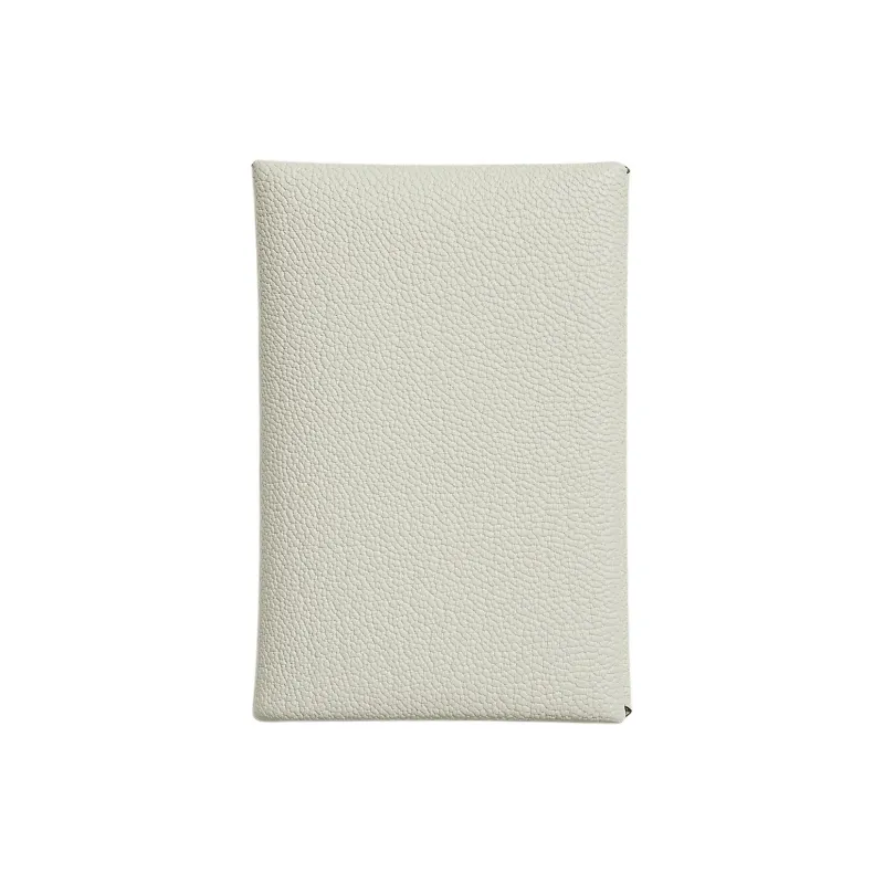 HERMES Calvi Mysore Goat Skin Card Holder Women's Mushroom White-0