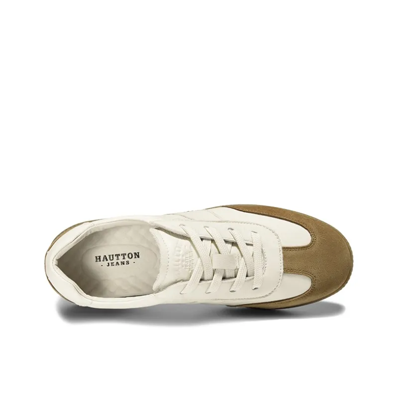 Hautton Jeans Lightweight Low Top Skateboard Shoes Men's White Brown-1