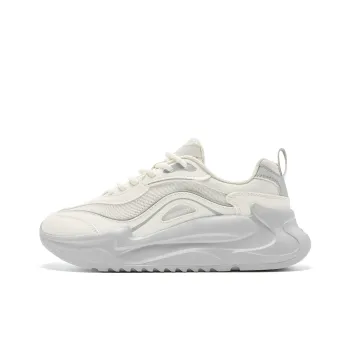 QIAODAN Anti Slip Wear Resistant Low Top Casual Shoes Women's Ivory White Snow Gray