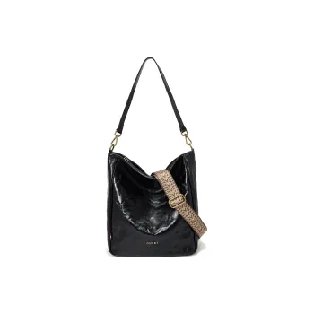 GUSKI Cow Leather Shoulder Bag Women's Black/Sunset Yellow/Coffee
