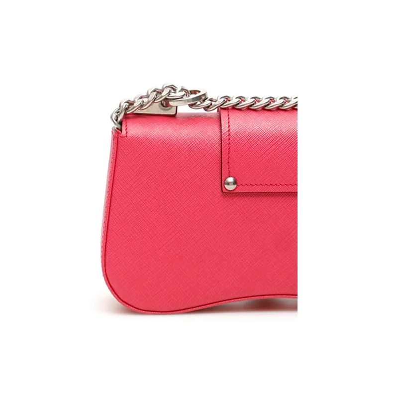 PRADA Sidonie Saffiano Cow Leather Handbag Shoulder Bag Crossbody Bag Regular Women's Peach Pink-3
