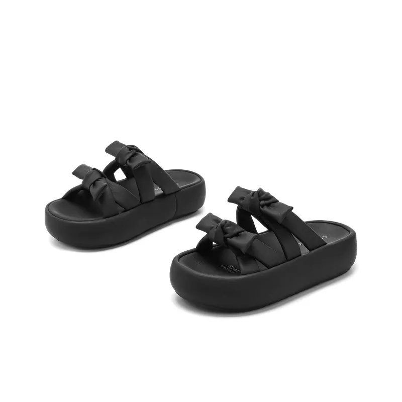C°BANNER Rubber Sole Leather Patchwork Slide Slippers Women's-17