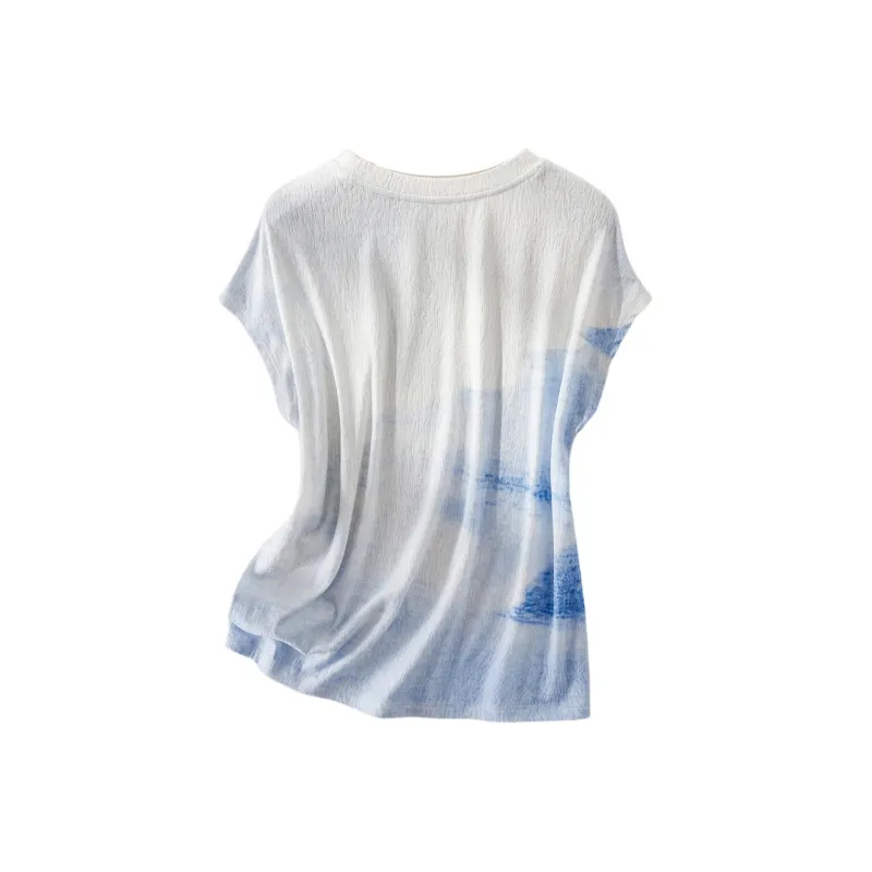 IHIMI T Shirts Women's Sea Melody Blue-2