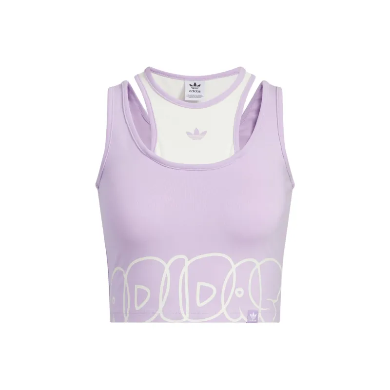 Adidas Originals CITY SKATETop TANK Sport Vests Women's Pink Purple/Pink White-0