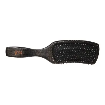 ZHIPU Beech Wood Steel Needle Air Cushion Comb Long Handle Curved Shape, Ergonomically Fitted To Head Form