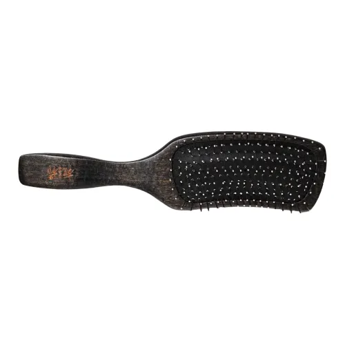 ZHIPU Beech Wood Steel Needle Air Cushion Comb Long Handle Curved Shape, Ergonomically Fitted To Head Form