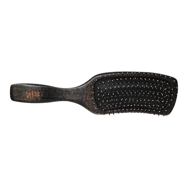 ZHIPU Beech Wood Steel Needle Air Cushion Comb Long Handle Curved Shape, Ergonomically Fitted To Head Form-0